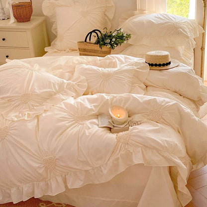 Princess Heart Pure Cotton Washed Soft Lace Four-Piece Bed Set - Harmony Gallery