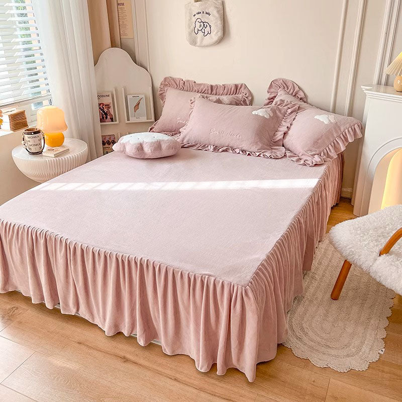 Ins Girly Heart Warm Velvet Double-Sided Celebrity Four-Piece Bed Set - Harmony Gallery