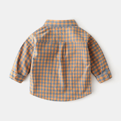Casual Fall and Spring Cotton Plaid Boy's Shirt - Harmony Gallery