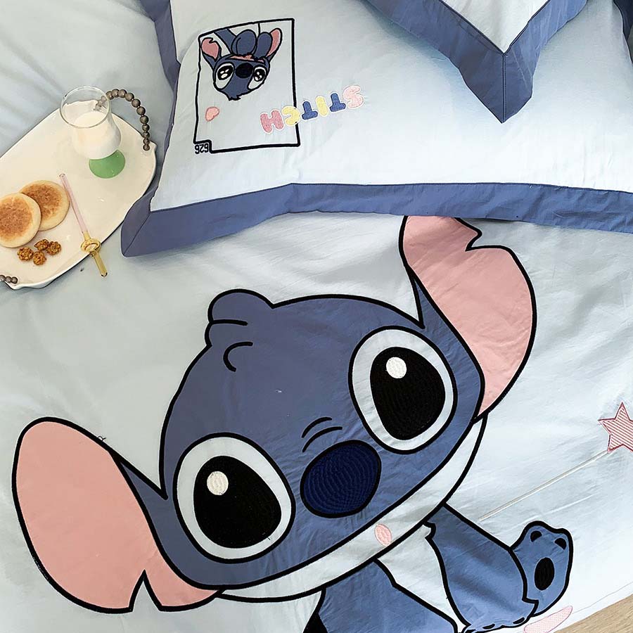Washed Cotton Stitch Disney Cartoon Embroidery Four-Piece Bed Set - Harmony Gallery
