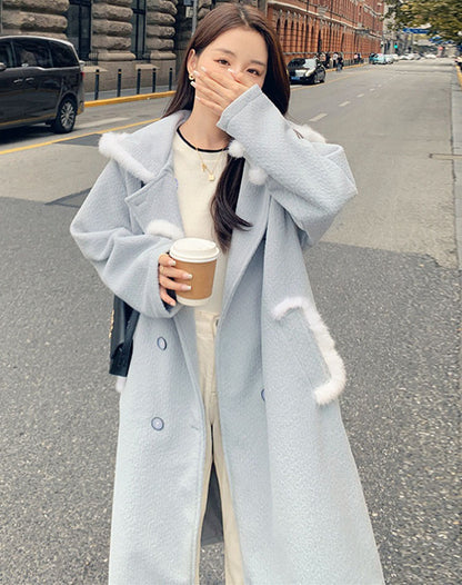 College Style Hooded Woolen Medium-Length Thickened Women's Coat - Harmony Gallery