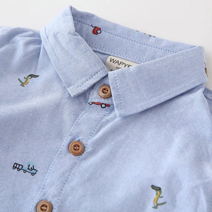 Long-Sleeved Spring and Autumn Oxford Spinning Washable Trendy Boy's Shirt - Harmony Gallery