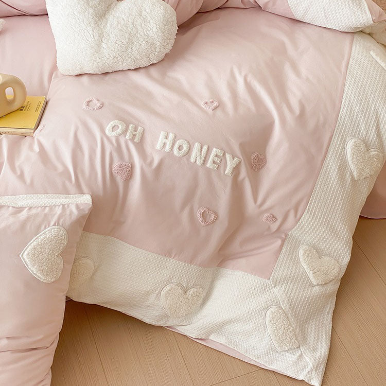 Girly Heart Washed Pure Cotton Super Soft Four-piece Bed Set - Harmony Gallery