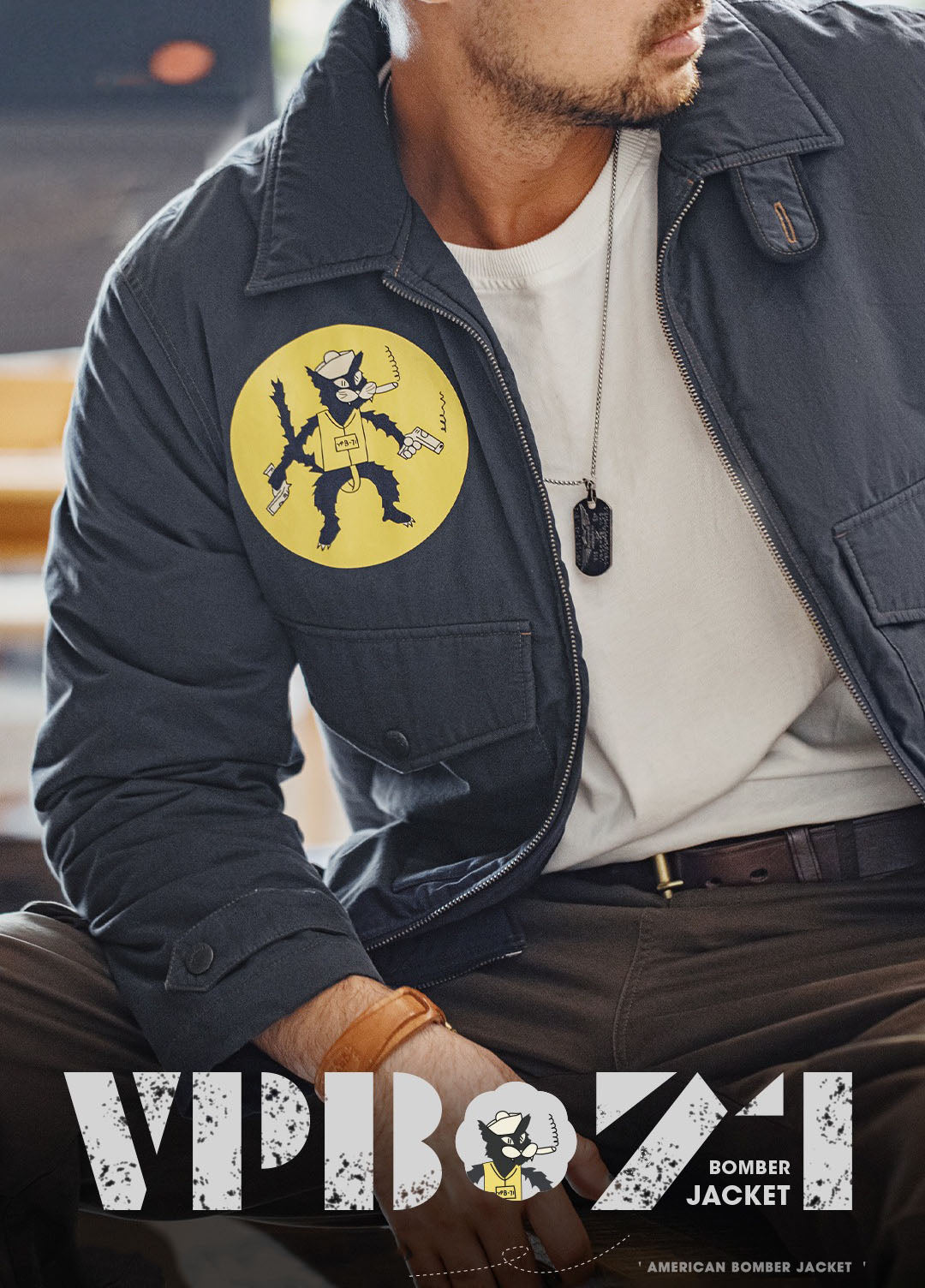 American Retro Black Cat Pilot Military Warm Winter Men's Jacket - Harmony Gallery