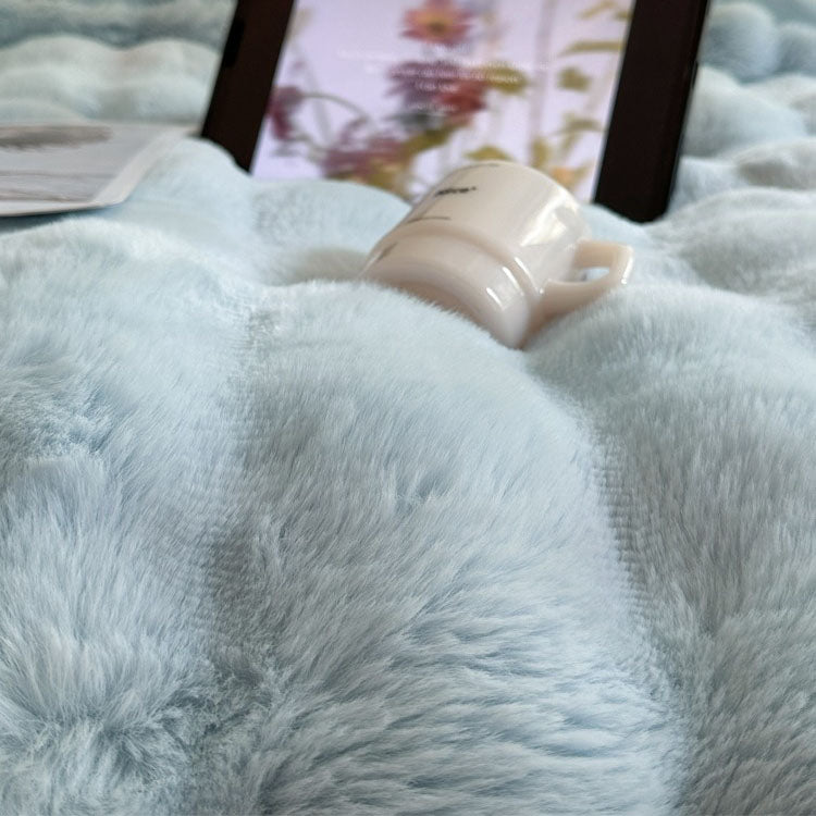 Rabbit Winter Warm Coral Flannel Velvet Four-Piece Bed Set - Harmony Gallery