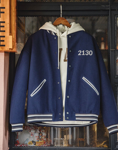 American Retro Woolen Baseball Letter Embroidered Men's Jacket - Harmony Gallery
