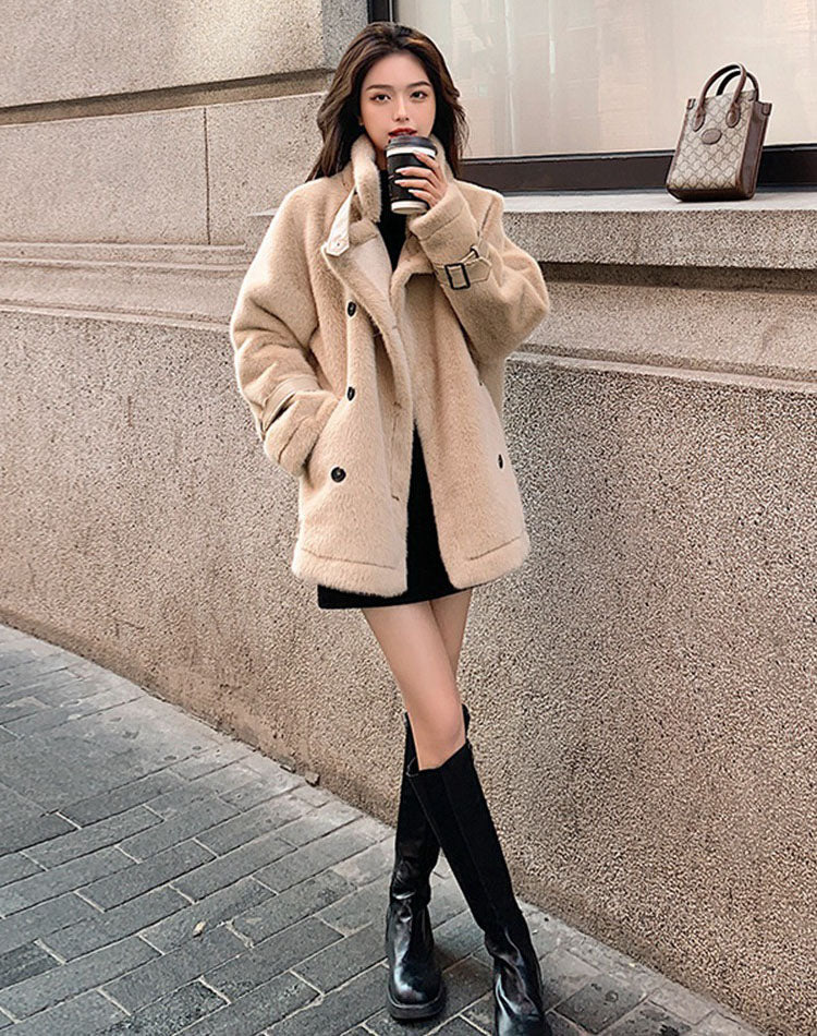 Lamb Wool Winter For Small People High-End Gentle Women's Coat - Harmony Gallery