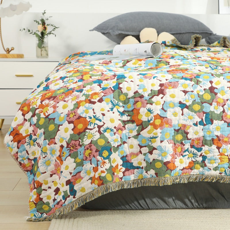 Five-Layer Pure Cotton Summer Cool Floral Coverlet - Harmony Gallery