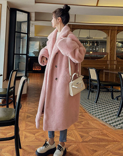 Pink Fur One-Piece Mink Velvet Hot Thickened Plush Women's Coat - Harmony Gallery