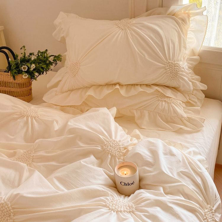 Princess Heart Pure Cotton Washed Soft Lace Four-Piece Bed Set - Harmony Gallery
