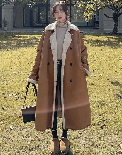 Suede Lambswool Winter Fur Integrated Velvet Cotton Women's Coat - Harmony Gallery
