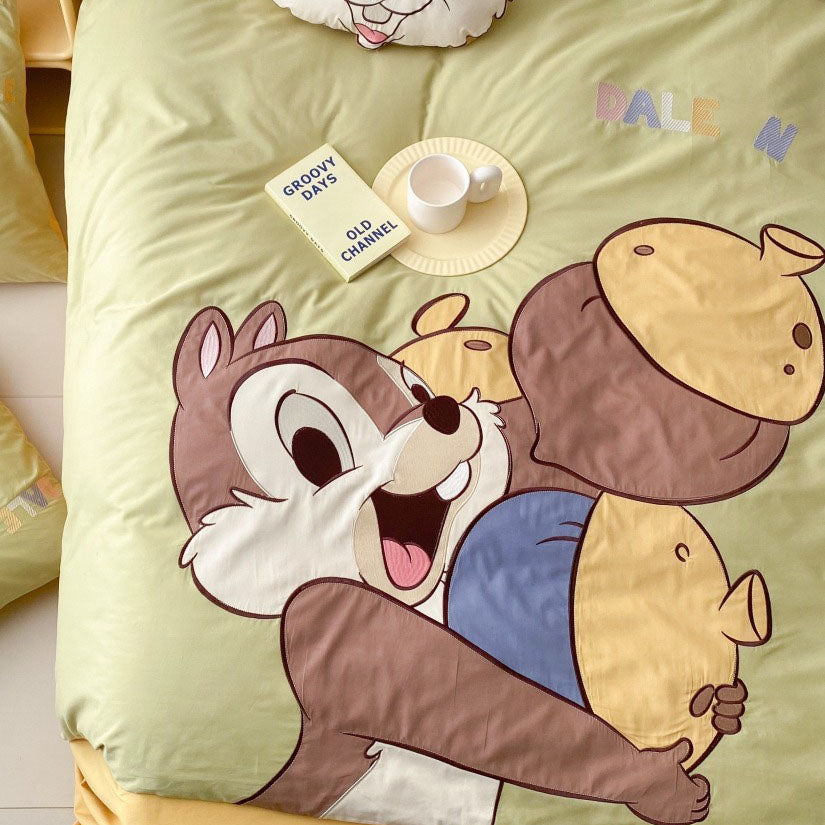 Disney Chipmunk Cartoon Washed Cotton Four-piece Bed Set - Harmony Gallery