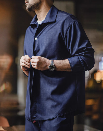 American Workwear Retro Imitation Tencel Denim Men's Shirt - Harmony Gallery