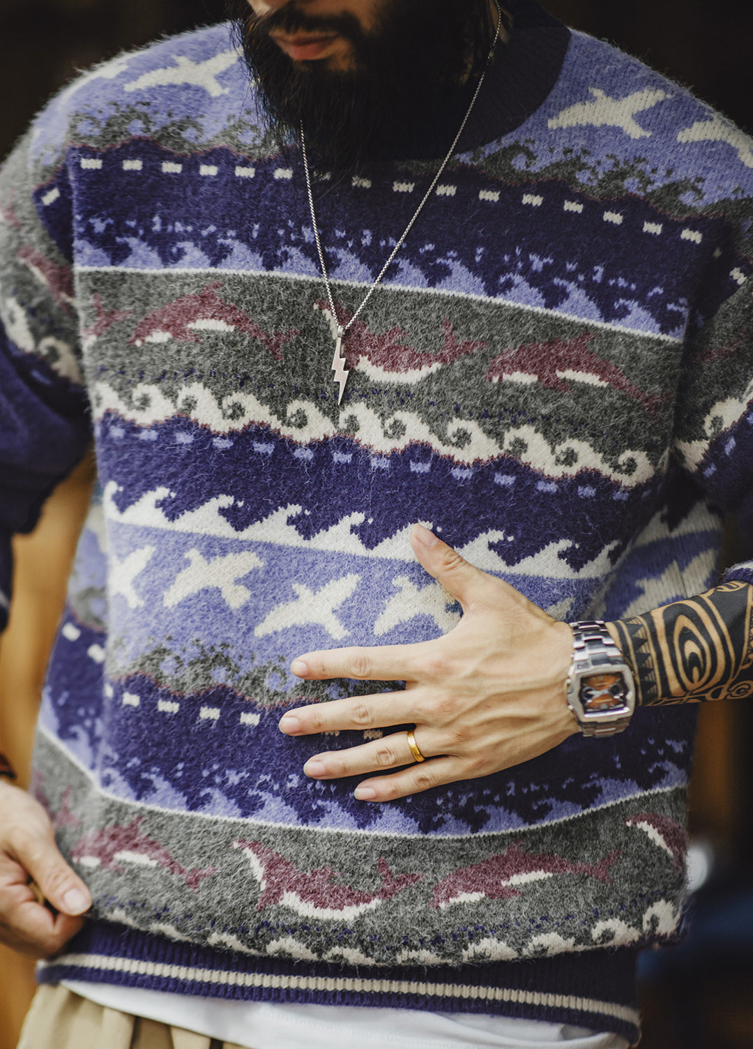 American Retro Fair Isle Pullover Thick Warm Outerwear Knitwear Men's Sweater - Harmony Gallery