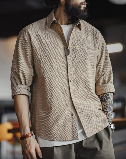 American Casual Non-Iron Textured Thin jacket Men's Shirt - Harmony Gallery