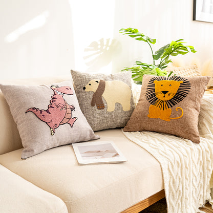 Charming Animal-Themed Decorative Linen Textured Fabric Throw Pillows - Harmony Gallery