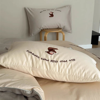 Cute Cartoon Elephant Baby Cotton Four-Piece Bed Set - Harmony Gallery