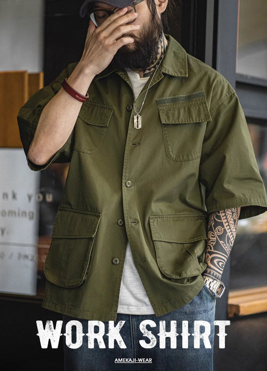 American Retro Workwear M42 Four-Pocket Military Men's Shirt - Harmony Gallery