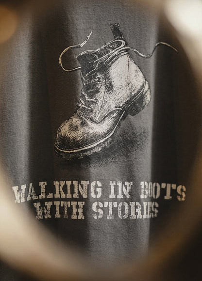 American Retro Print Distressed Loose Gray Brushed Daily Men's T-Shirt