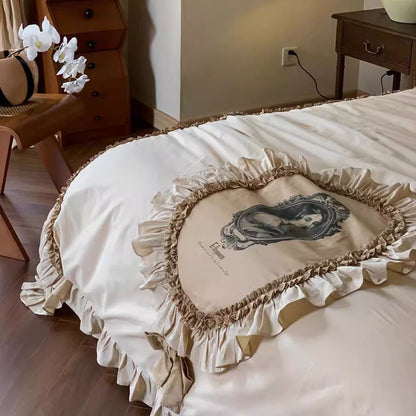 Romantic Paris Dream Four-piece Lace Figure Painting Cotton Bed Set - Harmony Gallery