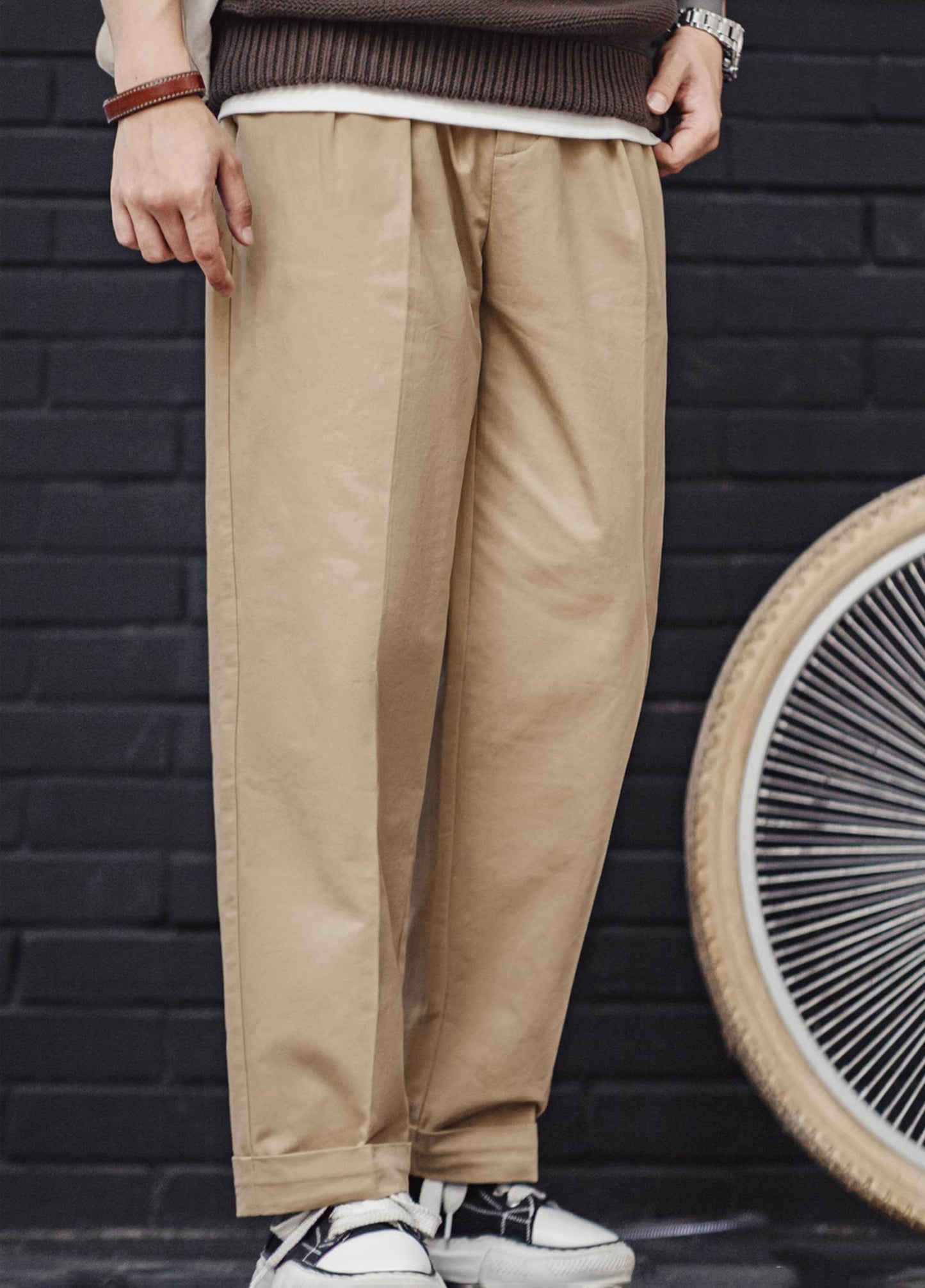 American Workwear Retro Chino Tapered Cotton Straight Men's Trousers - Harmony Gallery