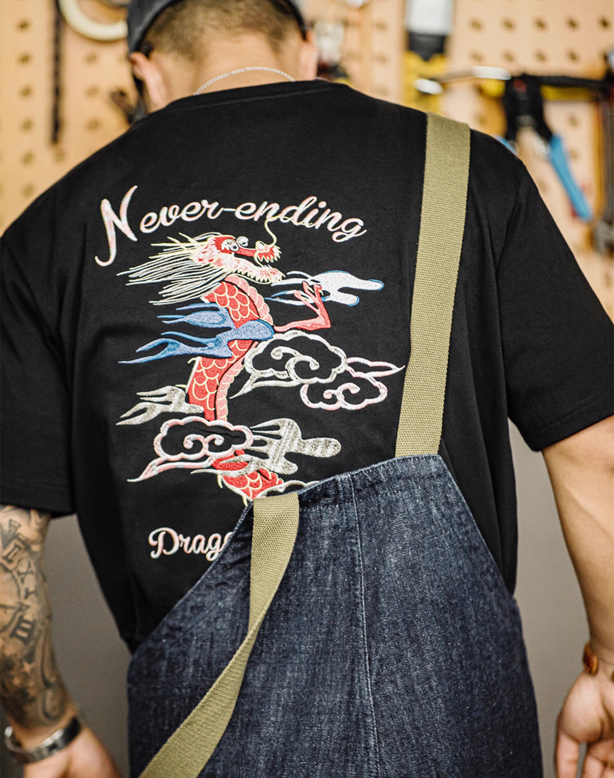 American Workwear Retro Heavy Embroidered Men's T-Shirt - Harmony Gallery