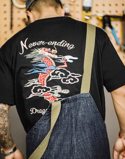 American Workwear Retro Heavy Embroidered Men's T-Shirt - Harmony Gallery