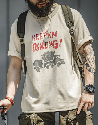 American Graffiti Letter Printing Round Neck Men's T-Shirt - Harmony Gallery