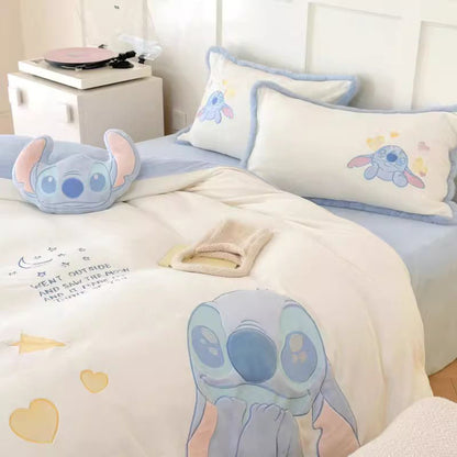 Disney Cute Stitch Washed Pure Cotton Four-piece Bed Set - Harmony Gallery