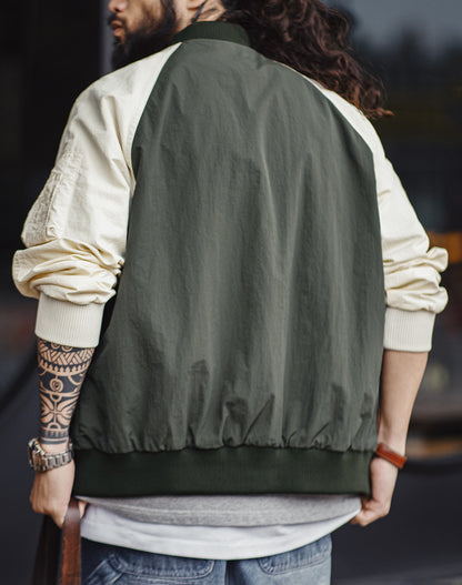 American Retro Contrast MA1 Pilot Color Matching Baseball Men's Jacket - Harmony Gallery