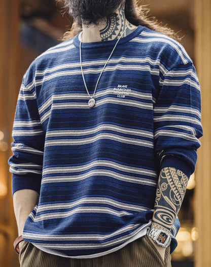 American Striped City Boy Blended Off-Shoulder Men's Sweater - Harmony Gallery