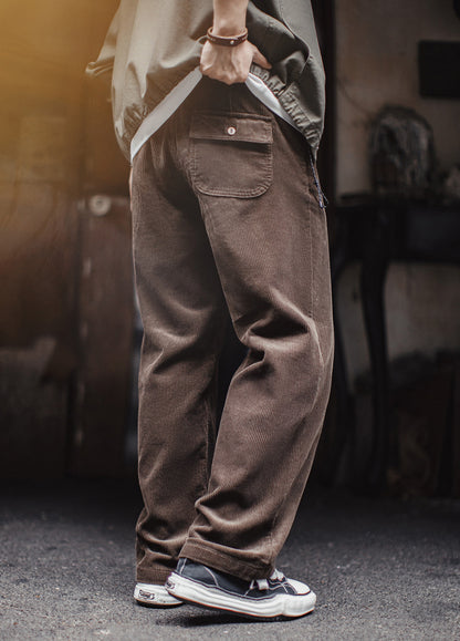 American Retro Corduroy Thickened Straight Leg Wide-Leg Daily Men's Trousers - Harmony Gallery