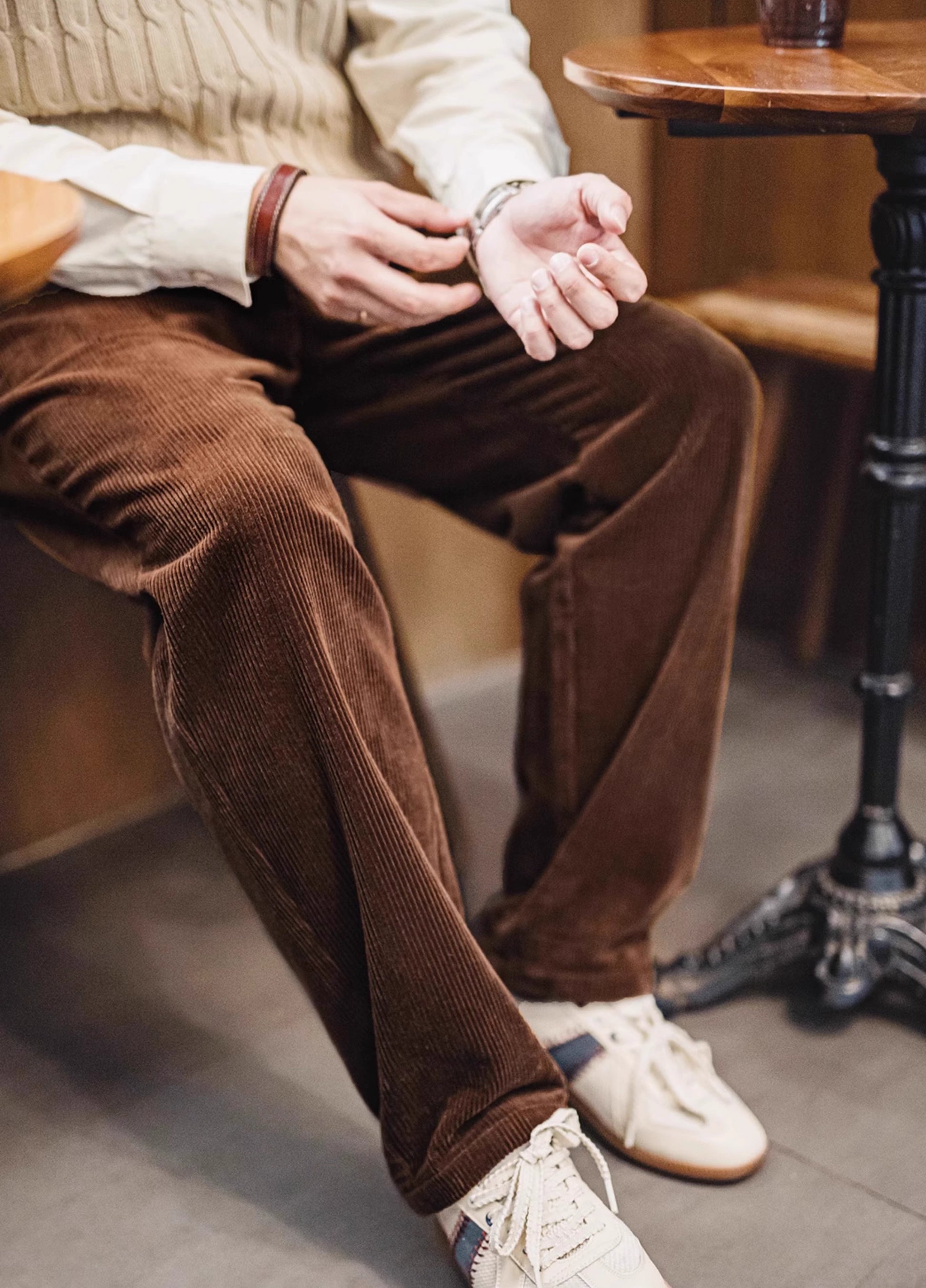 American Retro Heavy Corduroy Double Pleated Drape Cotton Men's Trousers - Harmony Gallery