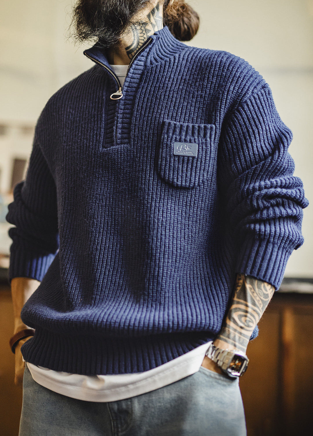American Old Money Half-Zipper Pullover Soft Warm Men's Sweater - Harmony Gallery