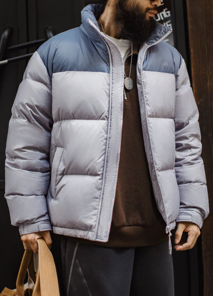 American Retro 90s White Duck Down Bread Warm And Wind proof Men's Jacket - Harmony Gallery