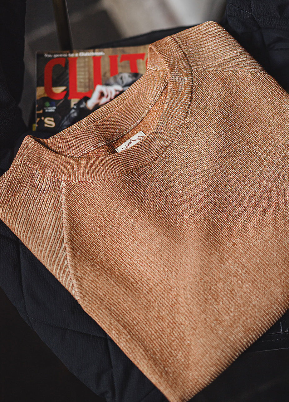 American Retro Gravel Orange Casual Loose Drape Thread Men's T-Shirt - Harmony Gallery