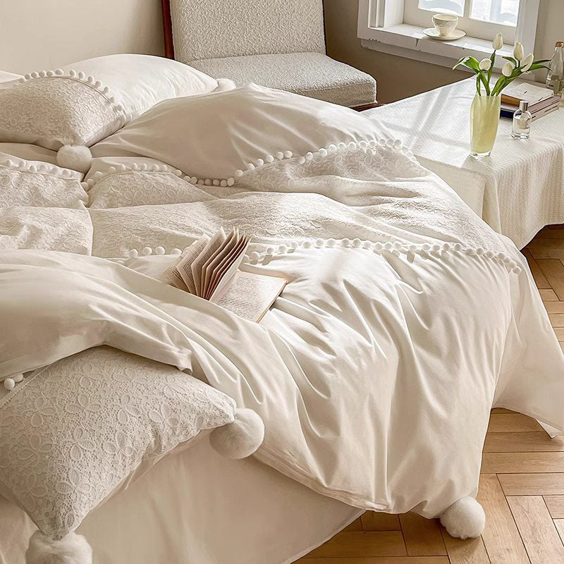 French Princess Pure Cotton Quilt Lace Four-Piece Bed Set - Harmony Gallery