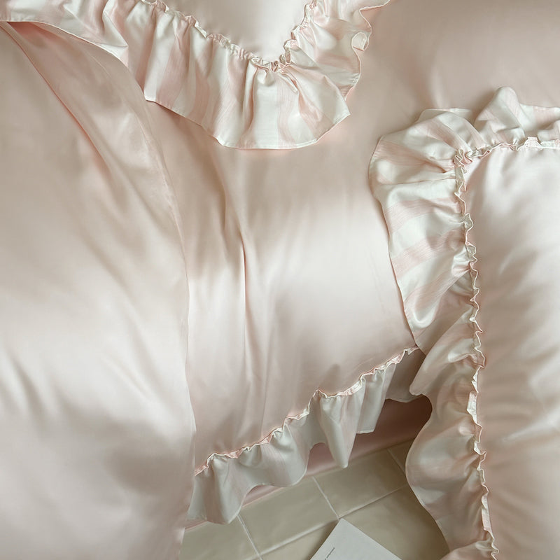 French Lotus Leaf Lace Four-Piece Ice Silky Nude Sleeping Bed Set - Harmony Gallery