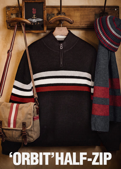American Half-Zipper Knit Heavyweight Half-Turtleneck Outerwear Men's Sweater - Harmony Gallery