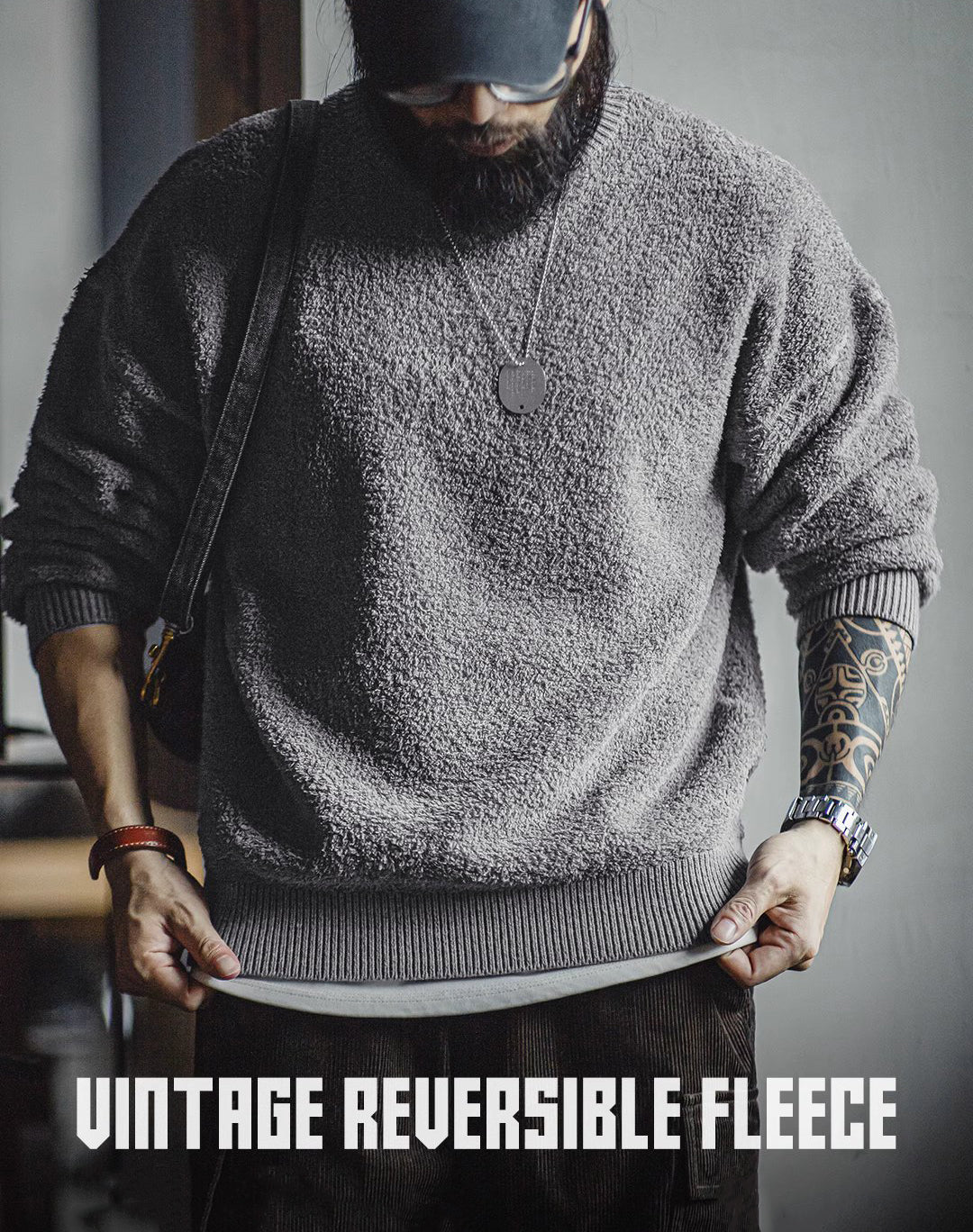 American Retro Half-Edge Velvet Lazy Pullover Warm Men's Sweater - Harmony Gallery