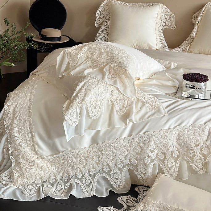 French Princess Romantic Lace Long-Staple Cotton Four-Piece Bed Set - Harmony Gallery