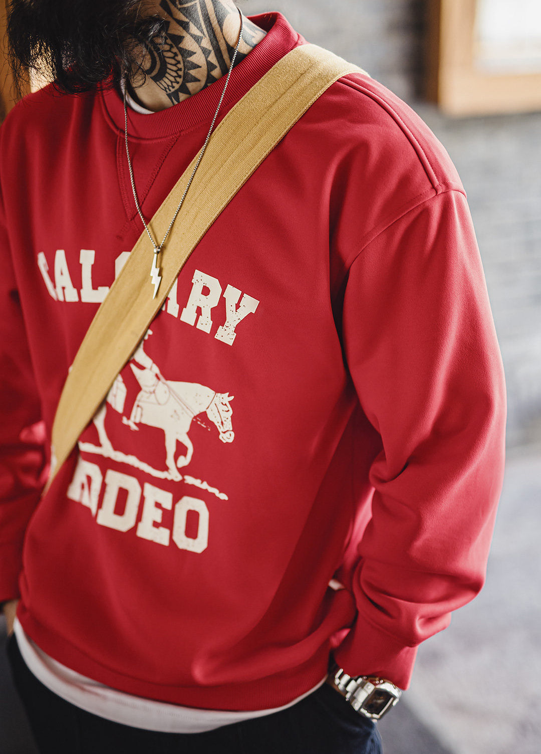 American Horse With Fleece Print Warm Thickened Pullover Men's Sweater