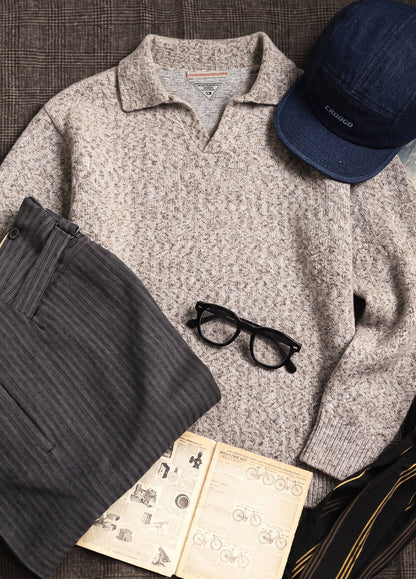 American Seagull Neck Polo Old Money Knit Pullover Relaxed Men's Sweater - Harmony Gallery