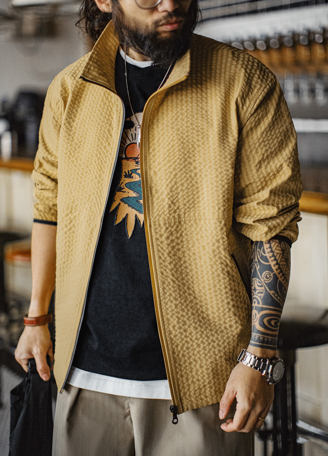 American Outdoor Mountain Texture Breathable Windproof Turmeric Men's Jacket - Harmony Gallery