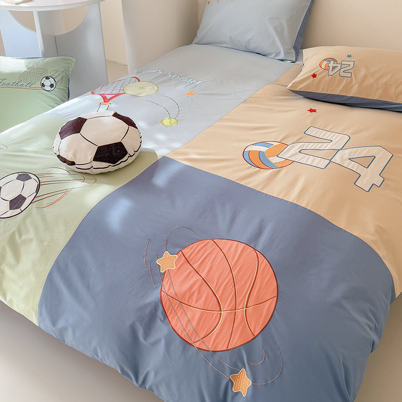 Children's Cartoon Football Boy Pure Cotton Washed Four-Piece Bed Set - Harmony Gallery
