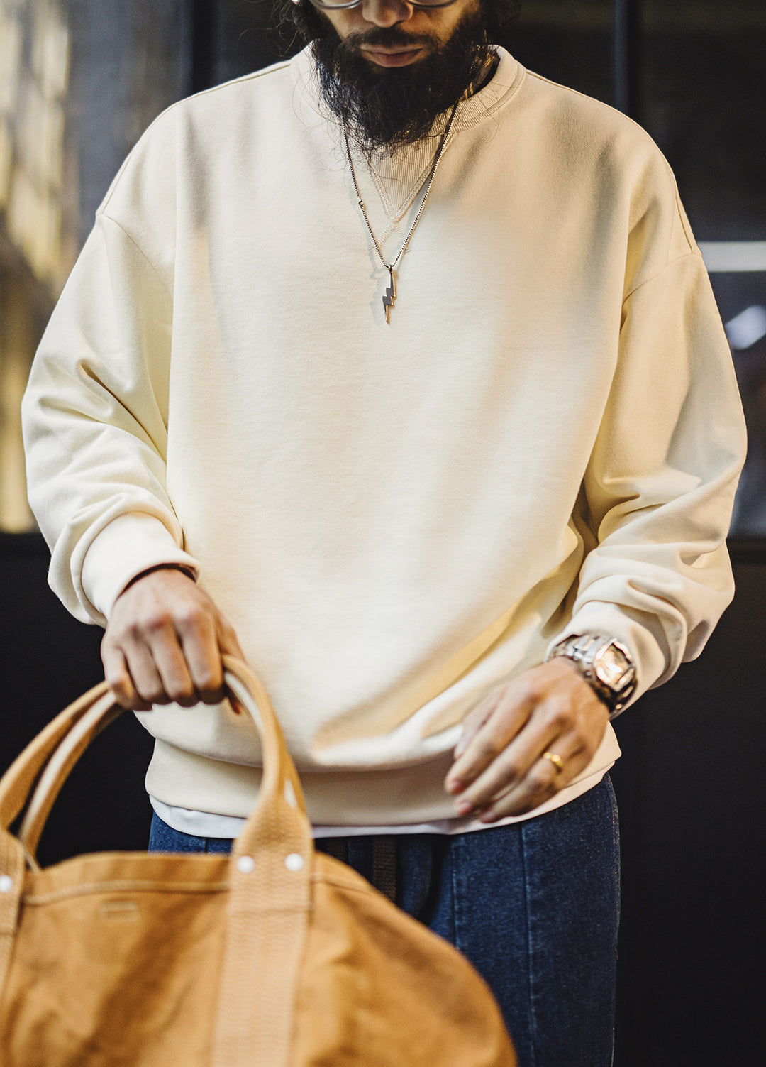 American Vintage Cotton Crew Neck Pullover Oversized Men's Sweater