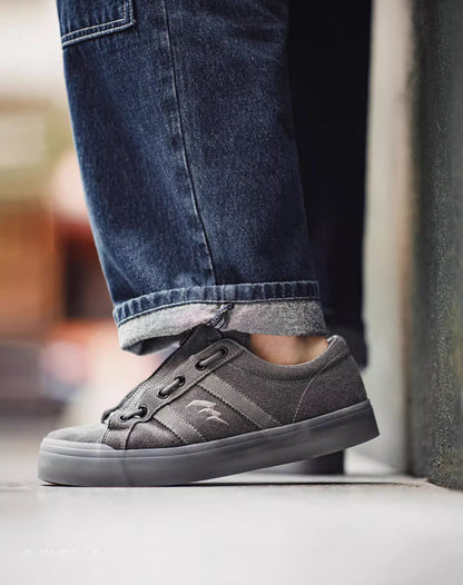 Architectural Building Gray Leather Versatile Men's Canvas Shoes - Harmony Gallery
