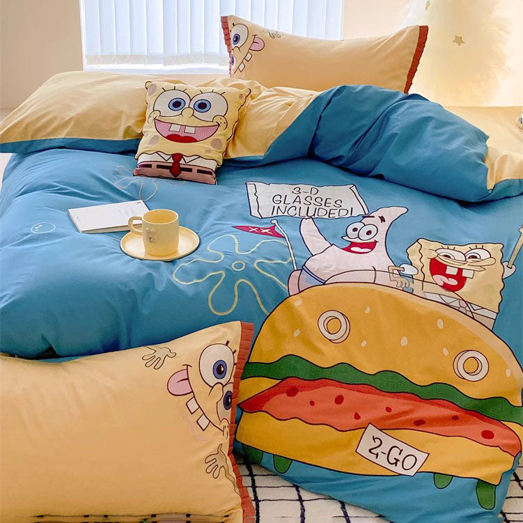 Cute SpongeBob SquarePants Pure Cotton Four-Piece Bed Set - Harmony Gallery