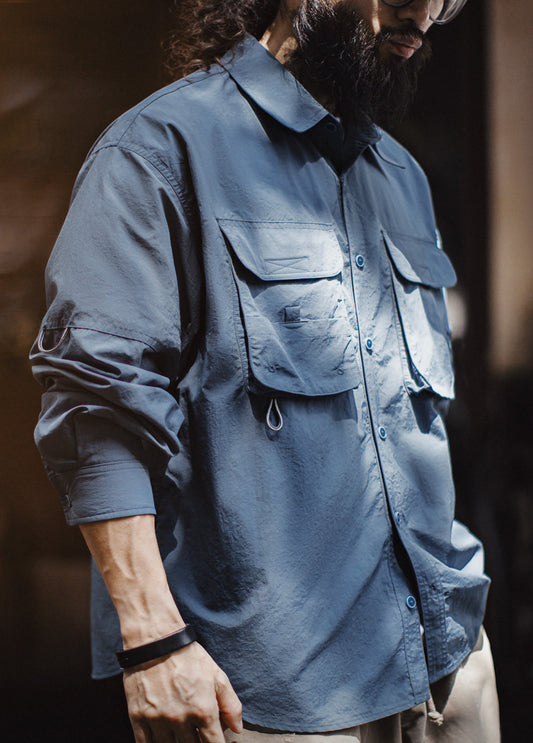 American Blue Lightweight Casual Pocket Hunting Woven Men's Jacket - Harmony Gallery