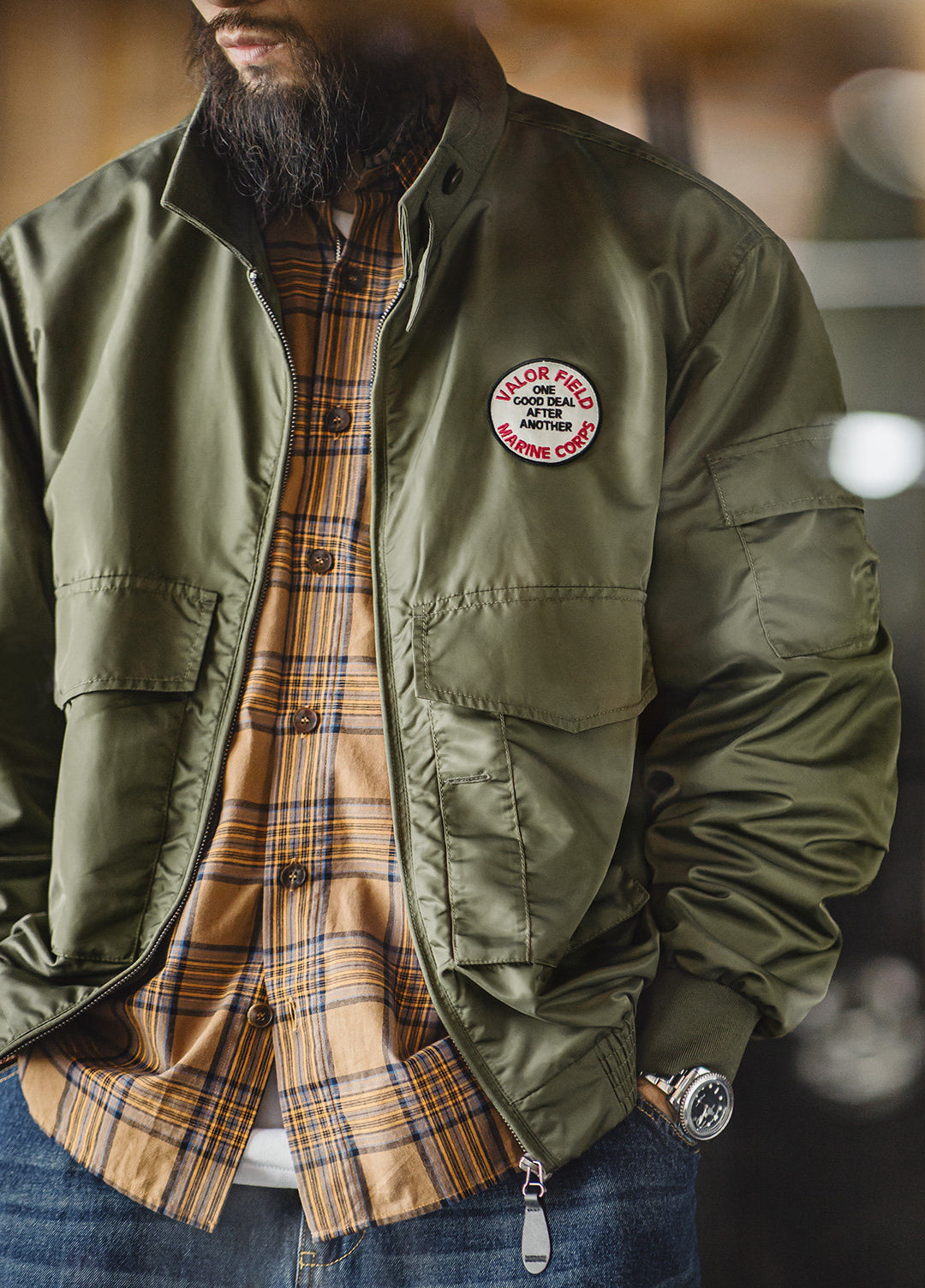 American Retro G8WEP Flight Short Standing Leading Thin Military Men's Jacket - Harmony Gallery